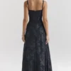 Esme midnattsblå lurex-chiffong-maxidress
