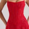 Esme rød lurex-chiffong-maxidress