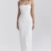 Eva hvit blomstret blonder-maxi-kjol
