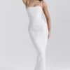 Eva hvit blomstret blonder-maxi-kjol