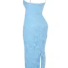 Eva Tuscan Blue brodert blomstermønstret maxikjole