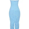 Eva Tuscan Blue brodert blomstermønstret maxikjole