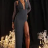 Evangelina Slate Plunge Maxi-kjoler