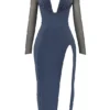 Evangelina Slate Plunge Maxi-kjoler