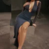 Evangelina Slate Plunge Maxi-kjoler