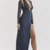 Evangelina Slate Plunge Maxi-kjoler