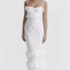 Eve hvit broderi-maxi-kjole