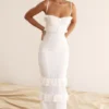 Eve hvit broderi-maxi-kjole