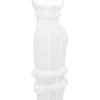 Eve hvit broderi-maxi-kjole