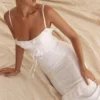 Eve hvit broderi-maxi-kjole