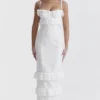 Eve hvit broderi-maxi-kjole