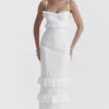 Eve hvit broderi-maxi-kjole
