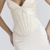Eve Ivory Satin Korsetter Maxi Aftenkjoler – Begrenset utgave