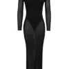 Everly svart maxikjole i mesh med Bodys