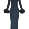 Fabienne Midnight Ruffle Sleeve Maxi Kjoler