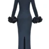 Fabienne Midnight Ruffle Sleeve Maxi Kjoler