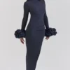 Fabienne Midnight Ruffle Sleeve Maxi Kjoler