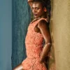 Faena Sorbet Plunge Mini-kjole med blomsterapplikasjon