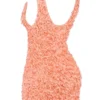 Faena Sorbet Plunge Mini-kjole med blomsterapplikasjon