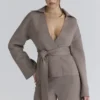 Fallon Taupe Wool Wrap Contour Jakker
