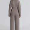 Fallon Taupe Wool Wrap Contour Jakker