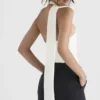 Farrah Ivory Satin Wrap Neck Bodys