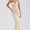 Felicia Vanilla Chiffon & Lace Aftenkjoler