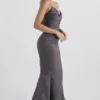 Fleur Shadow Satin Strapless Aftenkjoler