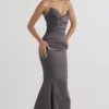 Fleur Shadow Satin Strapless Aftenkjoler