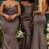 Fleur Shadow Satin Strapless Aftenkjoler