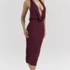 Florentina Merlot drapert midikjole