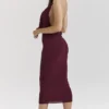 Florentina Merlot drapert midikjole