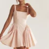 Florianne Soft Peach Sløyfe-minikjole