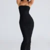Fornarina svart maxi-kjol i rynket stretch-mesh