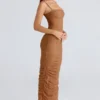 Fornarina Tan Gathered Stretch Mesh Maxi Kjoler