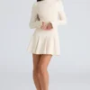 Francesca Vintage Cream Stretch Crepe Godet Mini Kjoler