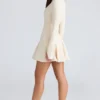Francesca Vintage Cream Stretch Crepe Godet Mini Kjoler