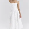 Francine hvit midi-skjørt i broderie anglais