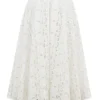 Francine hvit midi-skjørt i broderie anglais