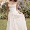 Francine hvit midi-skjørt i broderie anglais