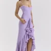 Gabbi Orchid Mesh-aftenkjole med volanger foran