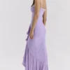 Gabbi Orchid Mesh-aftenkjole med volanger foran