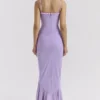 Gabbi Orchid Mesh-aftenkjole med volanger foran
