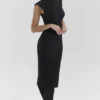 Gaia svart midikjole i kashmirblanding med turtleneck