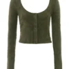 Gene Khaki myk og luftig strikkecardigan