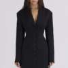 Georgia svart blazer-kjol med timeglassform