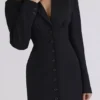 Georgia svart blazer-kjol med timeglassform
