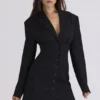 Georgia svart blazer-kjol med timeglassform