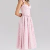 Georgie rosa roseprint stretchbomull halterneck midikjole