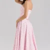 Georgie rosa roseprint stretchbomull halterneck midikjole